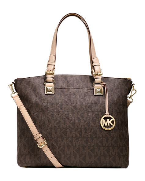 michael kors jet set logo multifunction tote brown